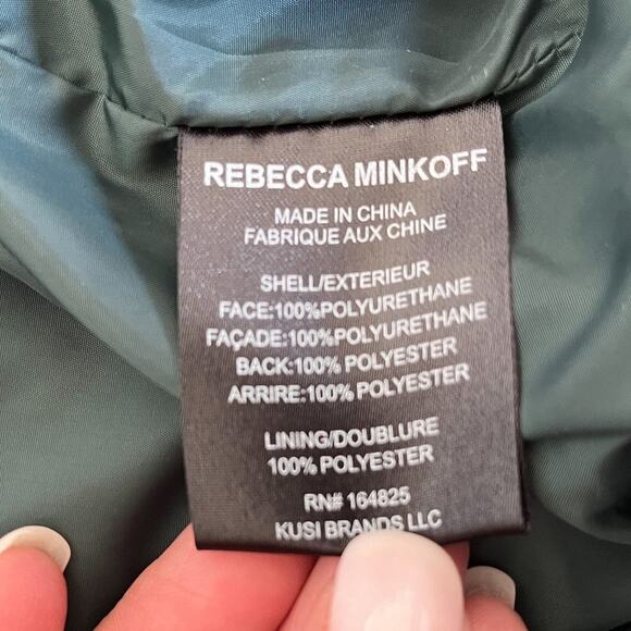 Rebecca Minkoff Women Bomber Jacket Medium Black Quilted Vegan Faux Leather Goth - Picture 11 of 15
